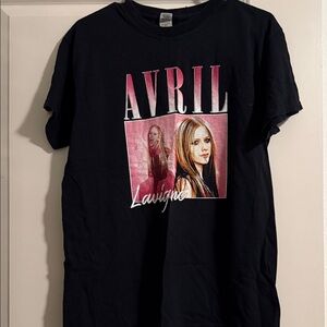 Avril Lavigne Black Graphic Tee with Pink Photo Print